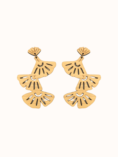 [KIKO] 3 Leaves Ginkgo Tree Drop Earrings | Kikora